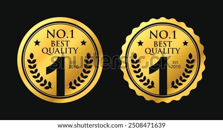 No. 1 Best Quality label, golden circle with silhouette of number 1 vector label. suitable for icon, logo, sticker, seal, badge, emblem, stamp, etc.