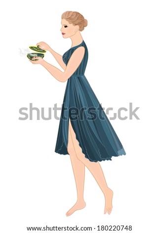 Girl in blue as Pandora illustrations and vector art eps 8