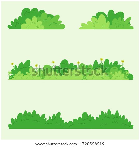 Collection of border grass in flat design