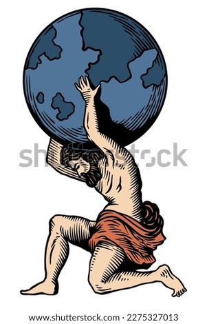Mythology idols Atlas - vector illustration