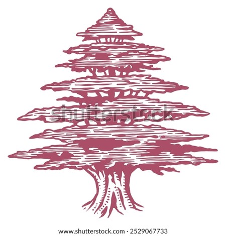 Lebanese cedar tree - vector illustration