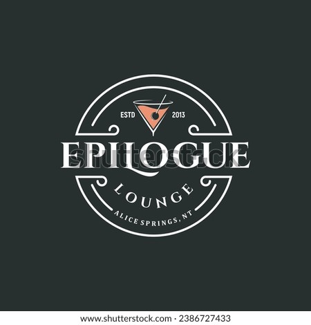 Cocktail Bar Lounge Restaurant Logo Design with Vintage Style