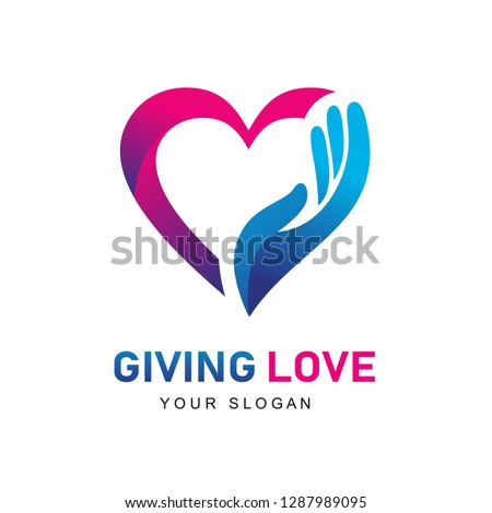 Giving Love Logo, Giving Heart, Heart and Hand logo, Health Care logo, People Care Logo Design