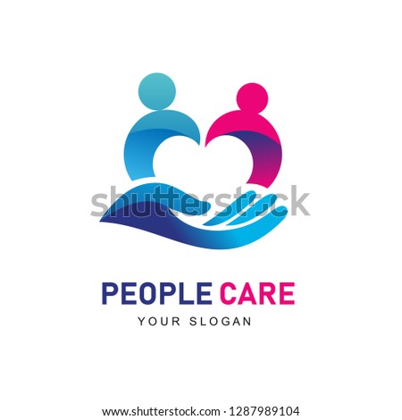 Giving Love Logo, Giving Heart, Heart and Hand logo, Health Care logo, People Care Logo Design