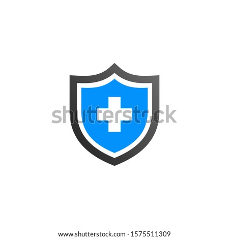 Cross medical shield guard logo design template.  medical icon vector illustration