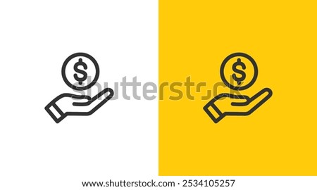 Hand and money coin Logo Icon Symbol Vector Design Template. business money care. Simple Business logo icon design