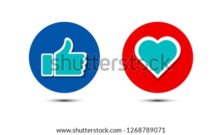 
Thumbs up and heart icon in blue and red circle on a white background. facebook, facebook icon, social media icon, empathetic emoji reactions

vector illustration