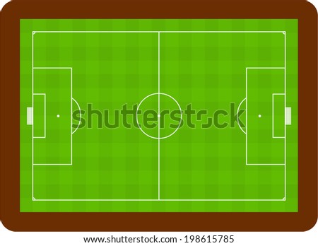 Top view of a empty green color realistic textured grass football field / soccer stadium. Vector art image illustration, eps10