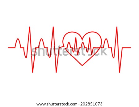 Red Heart With Ekg - Medical Design. Life Line Forming Heart Shape ...