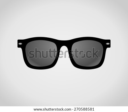 Black plastic hipster sunglasses icon. Classic wayfarer shape sun glasses with black color frame. Personal accessory object concept. vector art image illustration, isolated on white background