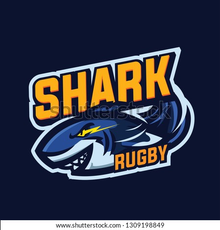 Shark Rugby - Mascot & E-sport Logo - All elements on this template are editable with vector software