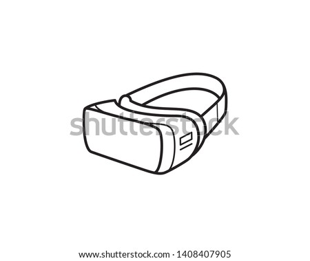 VR headset googles. Virtual reality line art icons, symbols, logos, drawings, illustrations, signs, doodles for web, business, online
