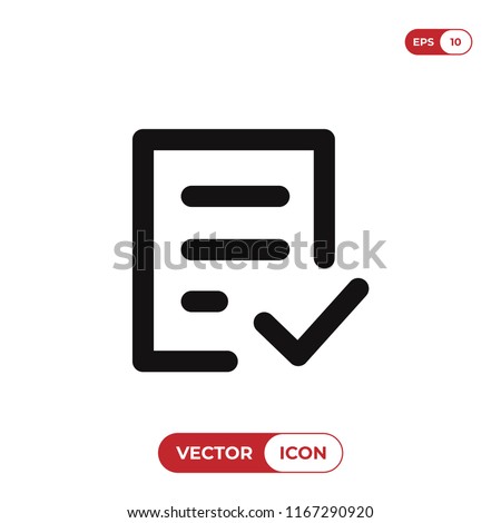 Check form vector icon. Checked symbol. Approve pictogram, flat vector sign isolated on white background. Simple vector illustration for graphic and web design.