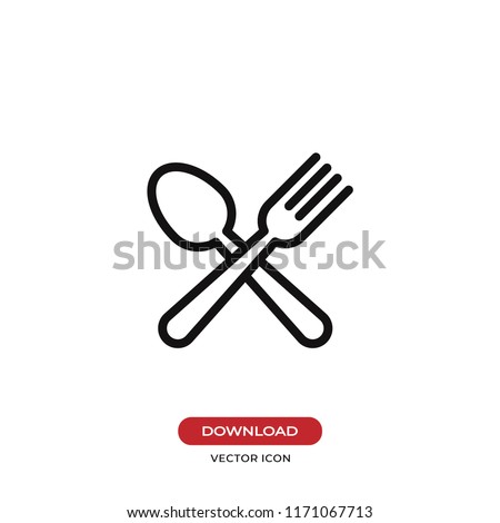 Spoon and fork vector icon. Lunch,dinner symbol. Flat vector sign isolated on white background. Simple vector illustration for graphic and web design.