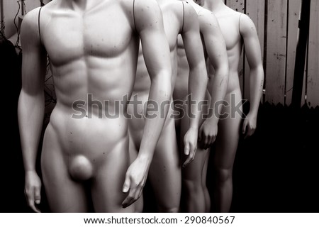 Undressed mannequins in duotone