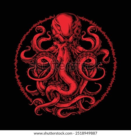 red octopus vector logo illustration