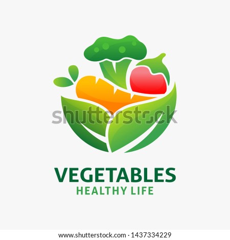 Logo design of organic food and fresh vegetables