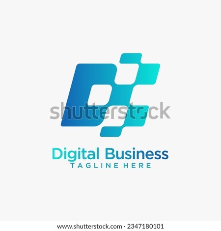 Letter DB logo design with digital pixel element