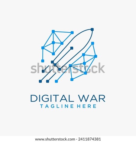 Missiles and digital elements for digital war logo design