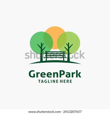 Bench and tree for park logo design