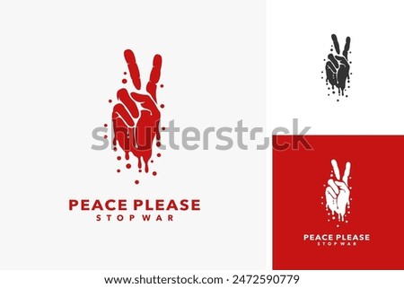 Two bloody fingers for peace logo design