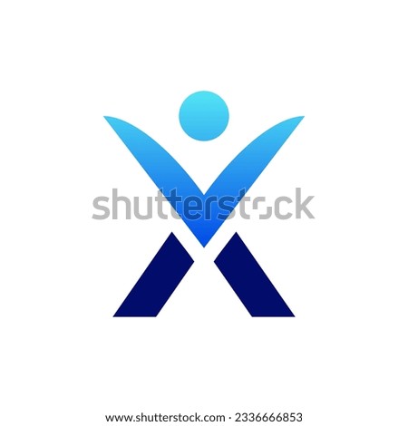 letter x logo design with people