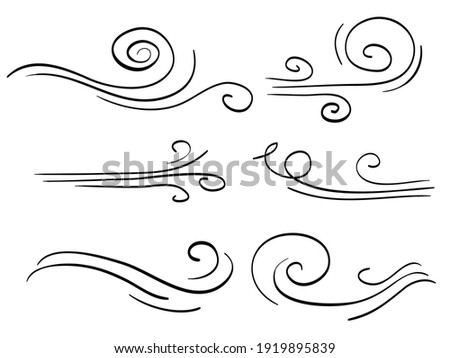 doodle wind  blow, gust design isolated on white background. vector hand drawn illustration