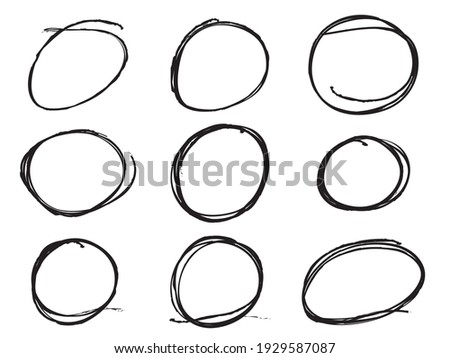 Hand drawn scribble line circles. Doodle circular for message note mark design element. vector illustration