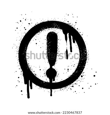 Spray painted graffiti exclamation mark in black over white. Hazard warning symbol. isolated on white background. vector illustration