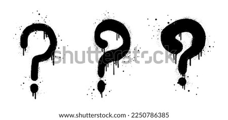 Set of Spray painted graffiti question marks in black over white. question drip symbol.  isolated on white background. vector illustration