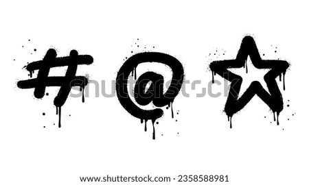 Spray painted graffiti star, question marks, heart, question drip symbol. isolated on white background. vector illustration