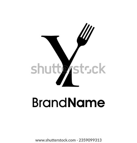 Simple, Modern and Elegant illustration logo design initial Y combine with fork and spoon. Logo recommended for business related Beverages, Restaurant, Cafe and Food.