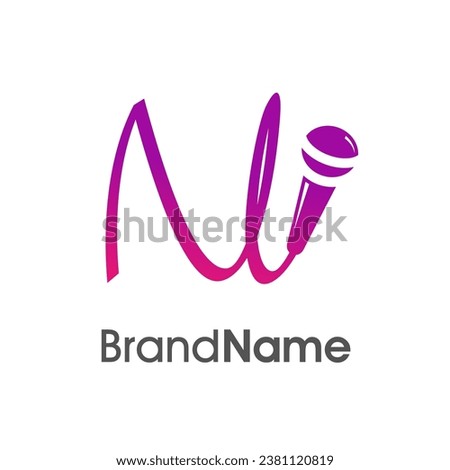 Simple, stylish and aye caching  logo design initial N combine with microphone. The logo good for company related music and logo can work as well in small size. Stock fotó © 