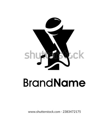 Modern, stylish and eye caching logo design initial Y combine with microphone and music icon. The logo good for company related music and logo can work as well in small size.