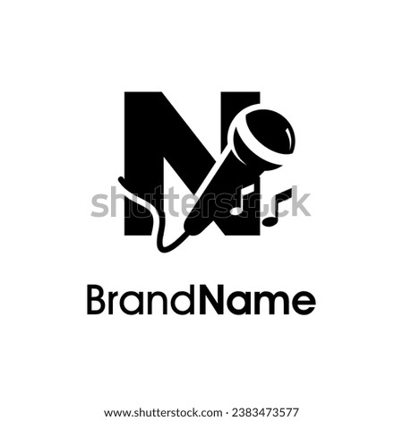 Modern, stylish and eye caching logo design initial N combine with microphone and music icon. The logo good for company related music and logo can work as well in small size. Stock fotó © 