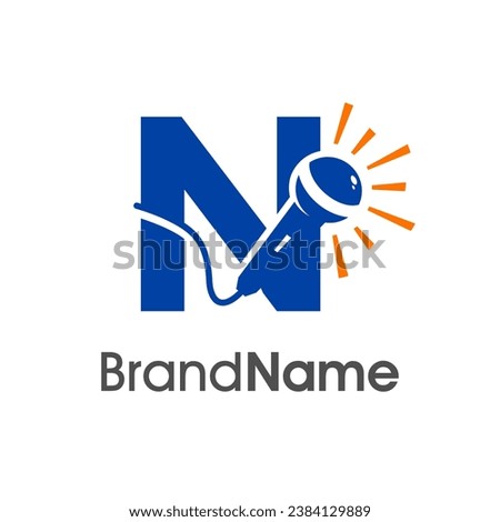 Simple and Modern logo design initial N combine with microphone. The logo good for company related music and logo can work as well in small size. Stock fotó © 