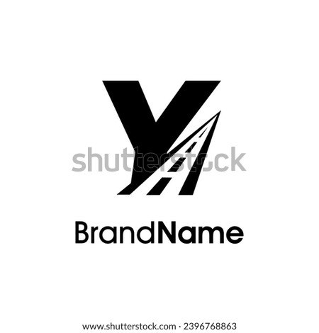 Simple and Minimalist Illustration logo design initial Y combine with way icon in black color.