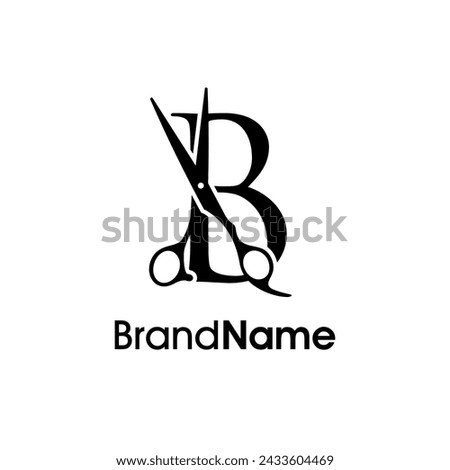 Modern, Luxury and Elegant illustration logo design Initial B Scissors. Logo can use for company related Barbershop and Salon.