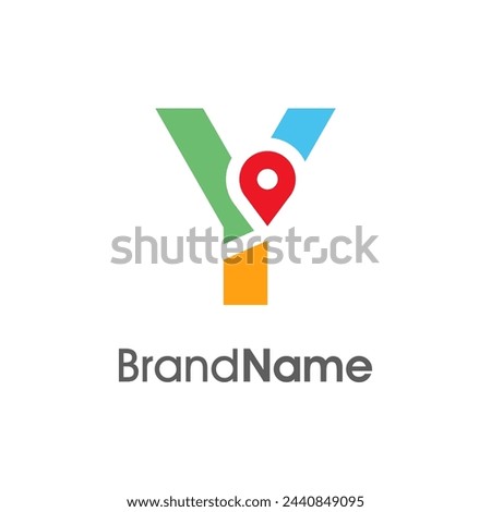 Simple and Modern illustration logo design initial Y Combine with Route Maps. Logo Good for company related Transportation.