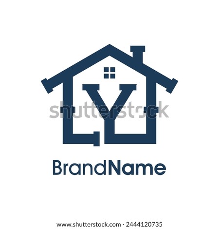 Modern logo design Initial Y combine with pipe shaped like a home. The logo good for company related plumbing and constructions.