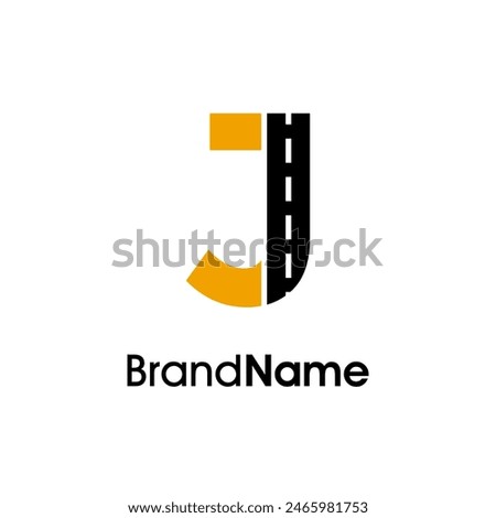 Simple and Minimalist Illustration logo design initial J combine with way icon in two color. Logo good for company related delivery, transportation and logistic.