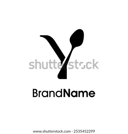 Simple and Unique illustration logo design initial Y combine with spoon. Logo recommended for business related Beverages, Restaurant, Cafe and Food.