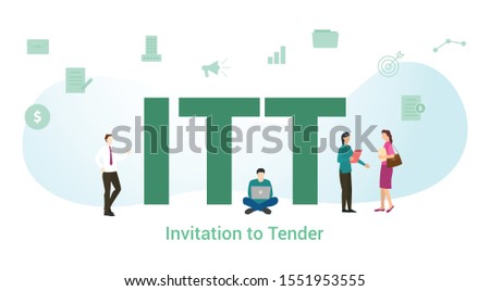 itt invitation to tender concept with big word or text and team people with modern flat style - vector