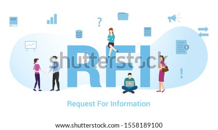 rfi request for information concept with big word or text and team people with modern flat style - vector