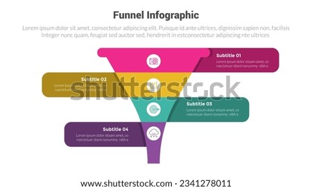 funnel shape infographics template diagram with sharp pyramid reverse and left right information and 4 point step creative design for slide presentation
