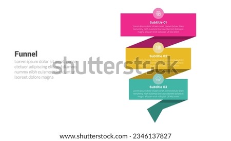funnel shape infographics template diagram with funnels ribbon shape sharp and 3 point step creative design for slide presentation