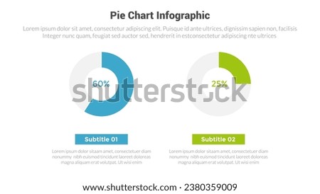 piechart or pie chart diagram infographics template diagram with 2 point with big outline piechart shape on center design for slide presentation