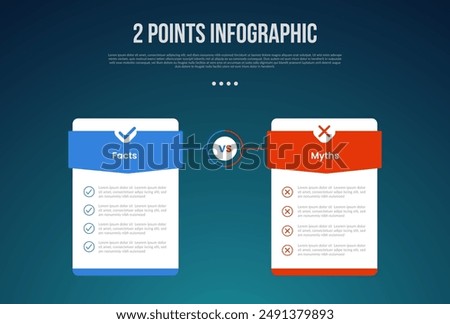 2 or two point template comparison versus things in infographic with price table box badge with triangle header with modern dark style for slide presentation vector