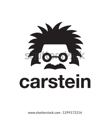 Einstein Smart People Head Face with a Car Negative Space Logo Design