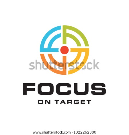 Focus Target Circle Rotate with Initial Letter F Colorful Logo Design Inspiration